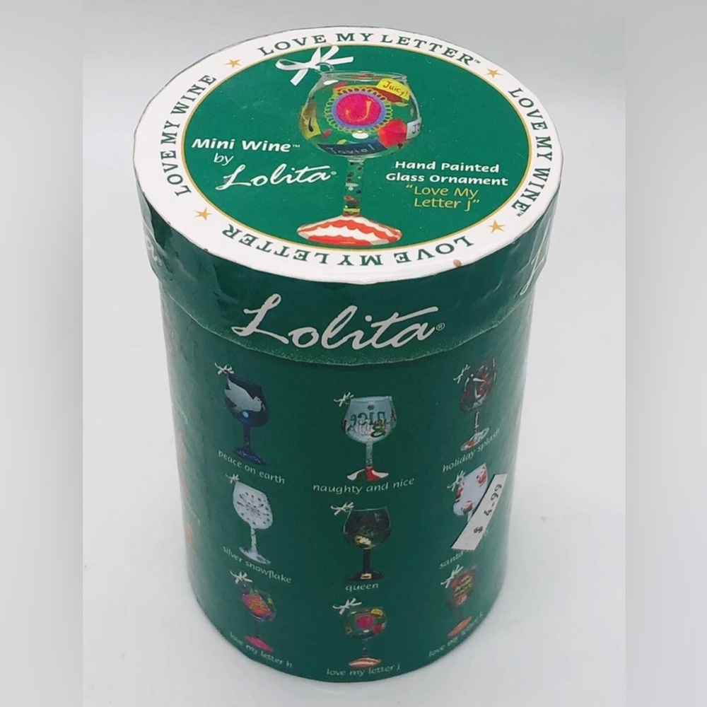 Lolita Hand-Painted Mini Wine Glass Ornament “Love My Letter J”